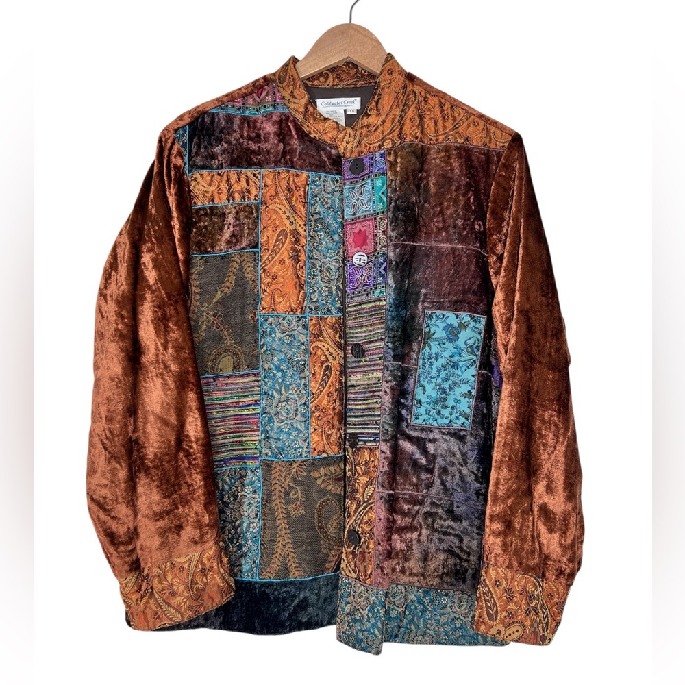 Coldwater Creek Velvet Patchwork Blazer Jacket Size 1X